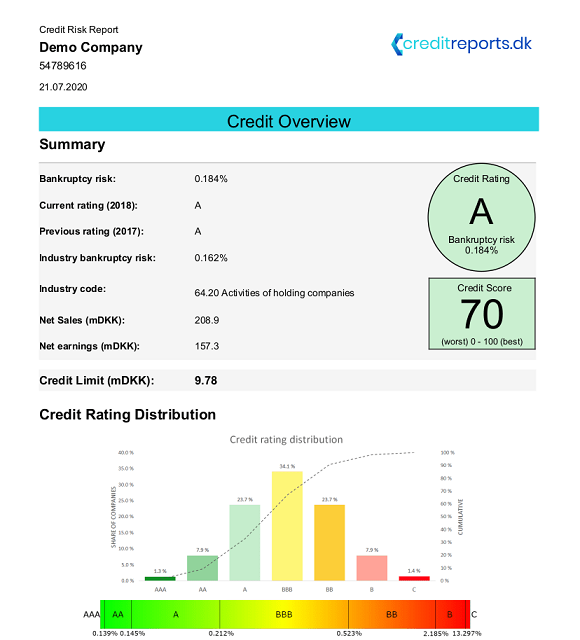Credit risk report cover page