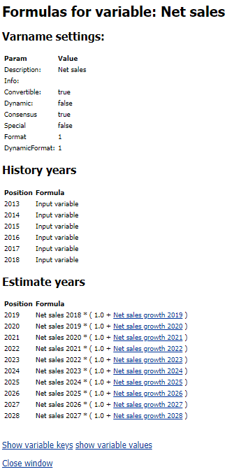 Company views formula display popup