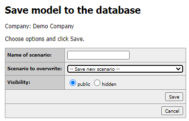 Save model dialog