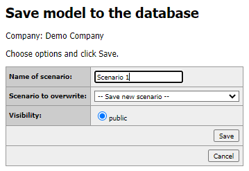 Save multiple scenarios dialog